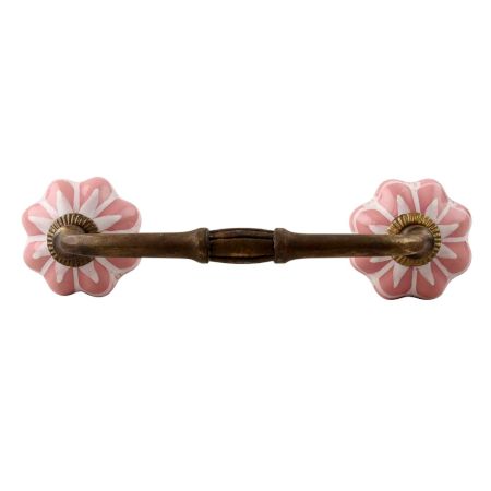 Baby Pink Flower Medium Ceramic Bridge Handle